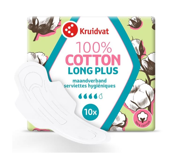 Kruidvat 100% Cotton Long Plus Ultra الفوط الصحية