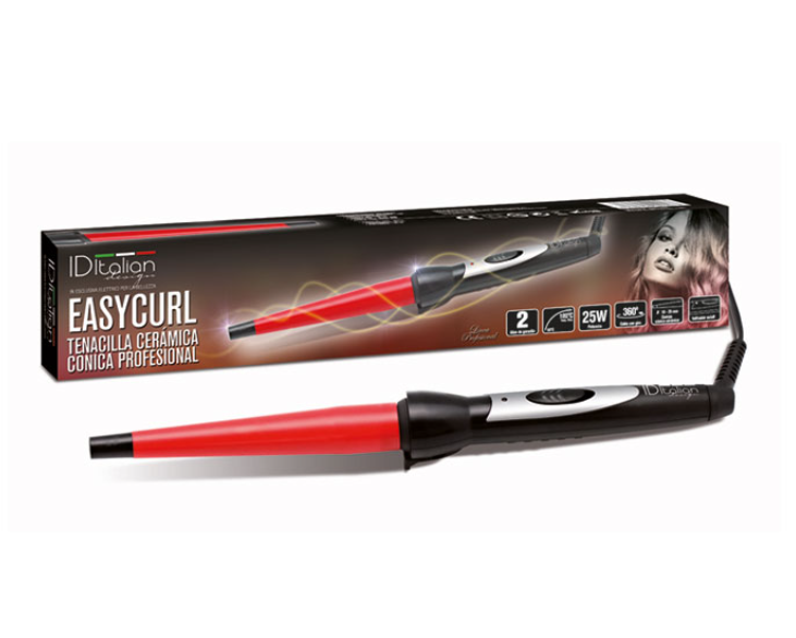 ID Italian Professional Ceramic Curling Iron Easy Curl - Black and Red