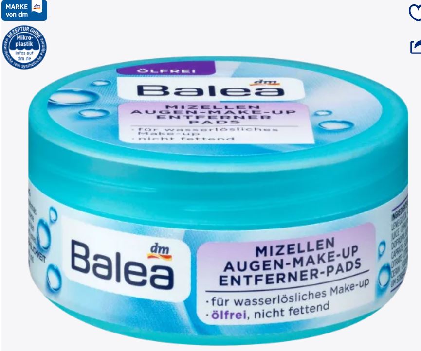 Balea 50pc ضمادات مزيل مكياج العيون خالية من الزيت