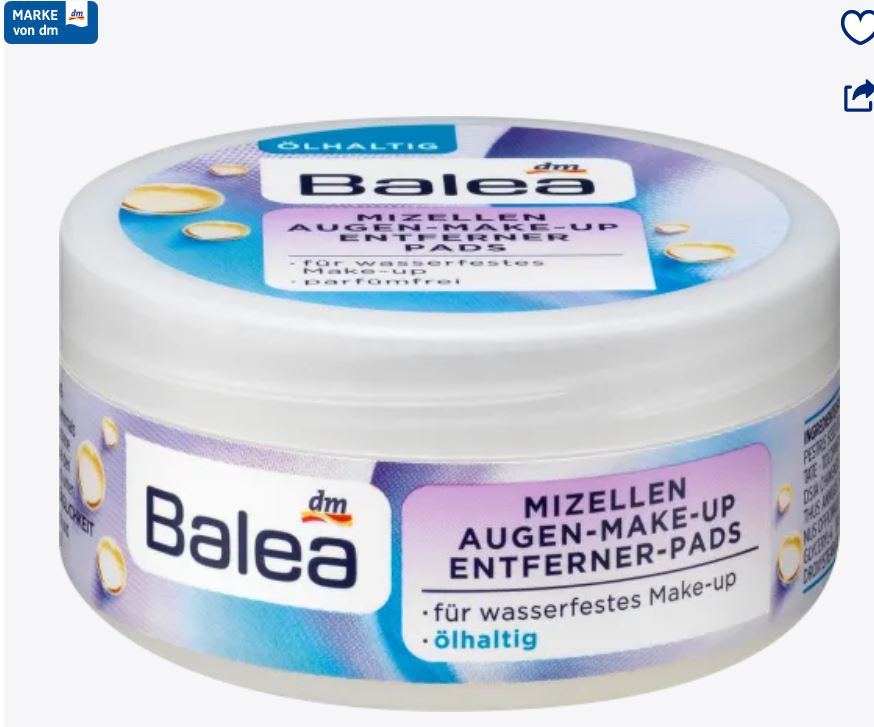 Balea مزيل ماكياج العيون-Pads Mizellen ölhaltig, 50 St