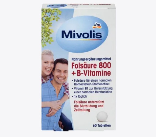 Mivolis Folsäure 800 + B-Vitamine, Tabletten 60 St., 19 g